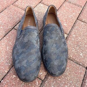 TRASK Grey Suede Glitter Star Slip on Loafers Size 6.5